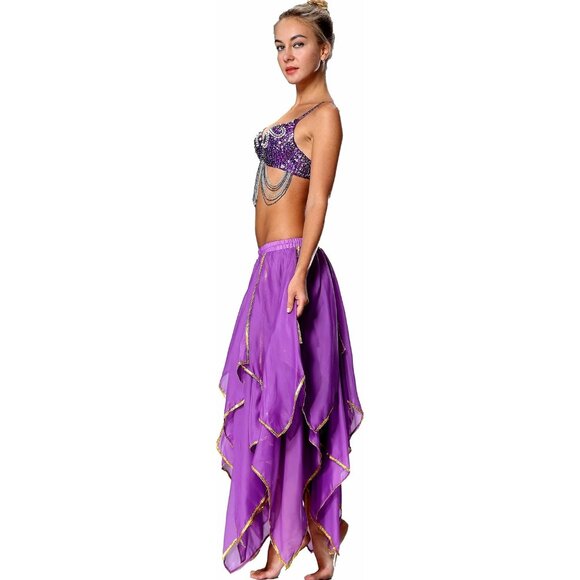 Women's Chiffon 10 Panel Violet Skirt Costume Elegant Flowy Dance or Party Skirt - Picture 7 of 8